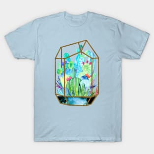 Aqua Cactus Terrarium T-Shirt